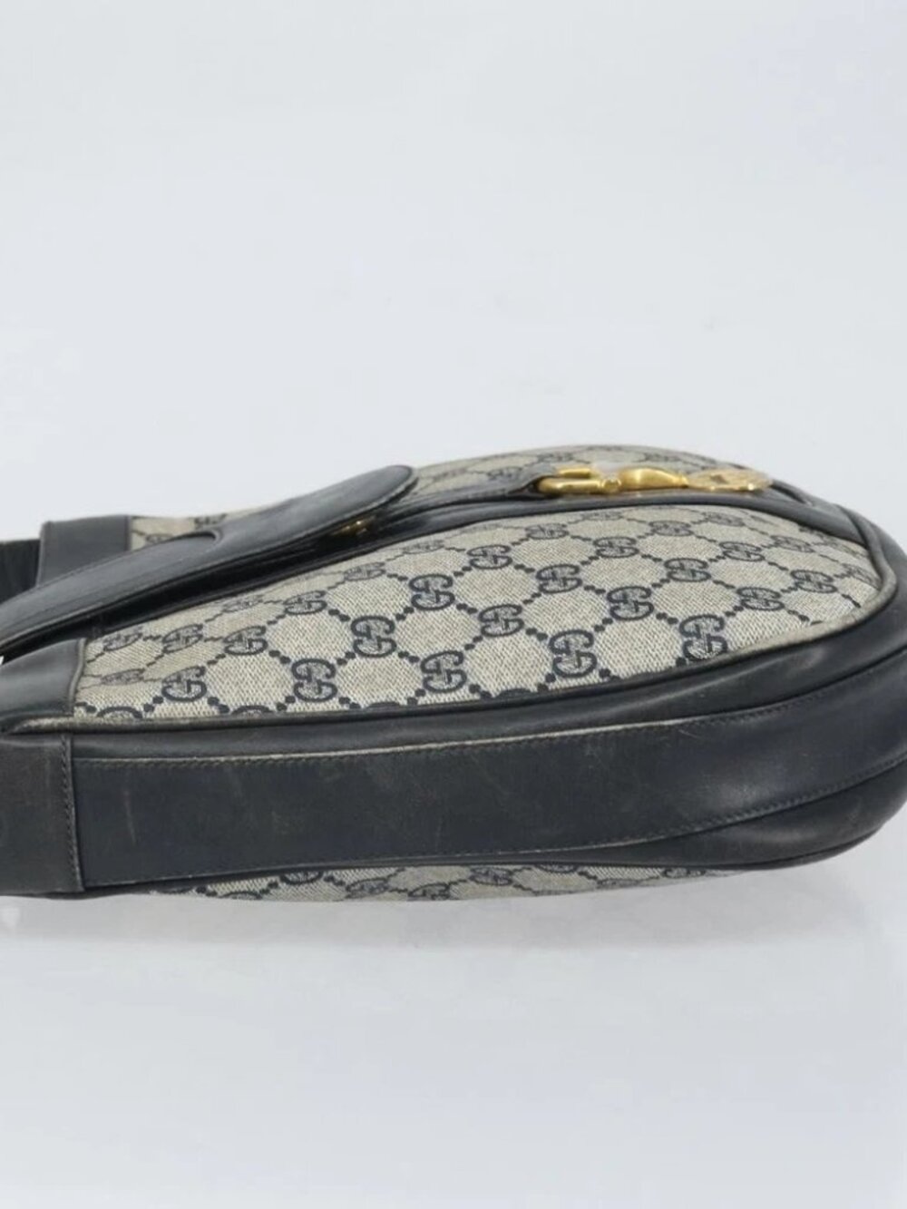 GUCCI GG Supreme Horsebit Shoulder Bag PVC Navy Gold - Picture 4 of 16